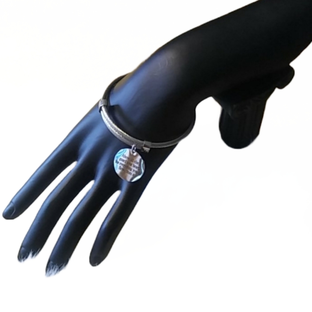 PINK BOX SOLID STAINLESS STEEL MANTRA BANGLE